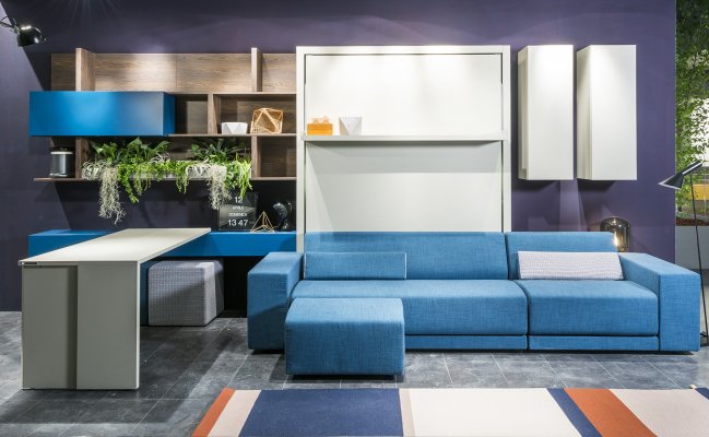 Шкаф-стенка для гостиной с встроенной кроватью