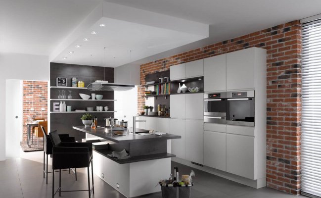 Кухня в стиле лофт с островом