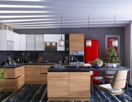 Продажа Угловая кухня в стиле лофт с островом в каталоге Купить Угловая кухня в стиле лофт с островом в каталоге
