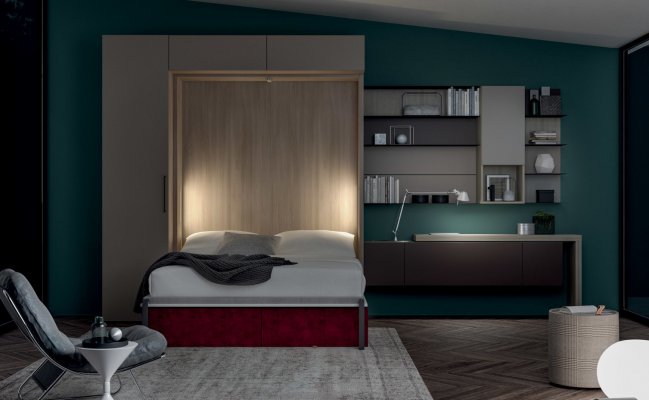 Шкаф-стенка с встроенной кроватью и письменным столом