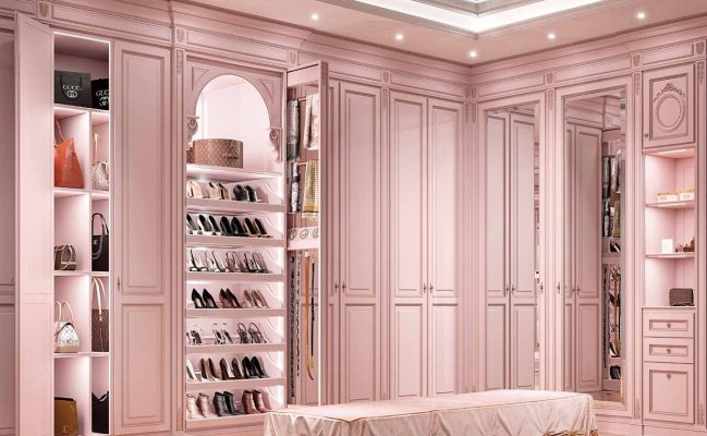 Гардеробная в розовом цвете