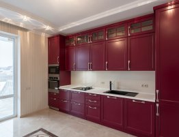 Продажа Прямая кухня в бордовом цвете в каталоге Купить Прямая кухня в бордовом цвете в каталоге