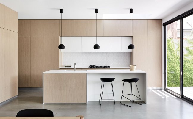 Кухня в стиле минимализм цвет ясень