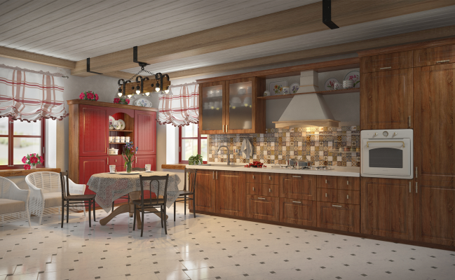 Кухня в стиле кантри с буфетом