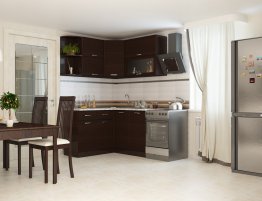 Продажа Небольшая угловая кухня венге с фартуком плиткой в каталоге Купить Небольшая угловая кухня венге с фартуком плиткой в каталоге