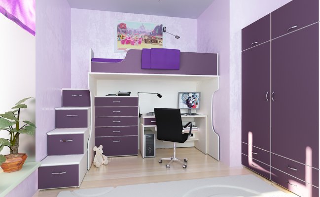 Фиолетовый шкаф для детской