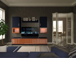 Продажа Стенка для гостиной с двумя подвесными шкафами и тумбой в каталоге Купить Стенка для гостиной с двумя подвесными шкафами и тумбой в каталоге