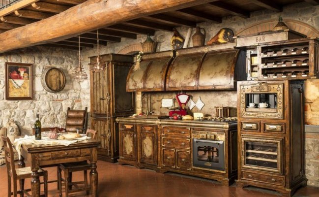 Прямая кухня в ретро стиле