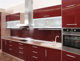 Продажа Прямая кухня фасадами бордового цвета в каталоге Купить Прямая кухня фасадами бордового цвета в каталоге