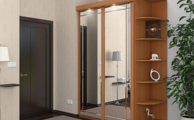 Шкаф-купе с боковыми полками в прихожую