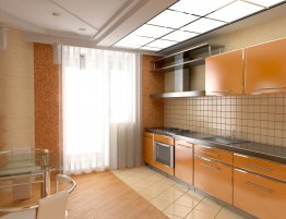 Купить Кухня прямая с фартуком плиткой в каталоге Из пвх