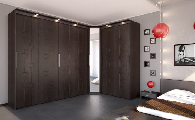 Угловой шкаф-купе с подсветкой