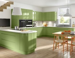 Продажа Большая кухня с зелеными глянцевыми фасадами в каталоге Купить Большая кухня с зелеными глянцевыми фасадами в каталоге