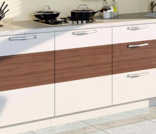 Модульная кухня в бело-коричневом цвете