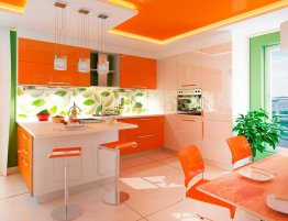 Купить Кухня п-образная с глянцевыми фасадами в каталоге Из пвх