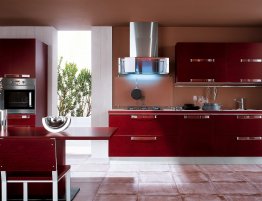 Продажа Прямая кухня с глянцевыми фасадами в бордовом цвете в каталоге Купить Прямая кухня с глянцевыми фасадами в бордовом цвете в каталоге