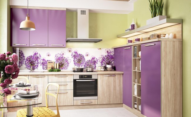 Кухня угловая с открытыми полками