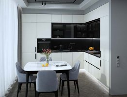 Купить Белая угловая кухня в стиле минимализм в каталоге Акриловые