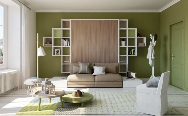 Шкаф-диван с стеллажом для книг