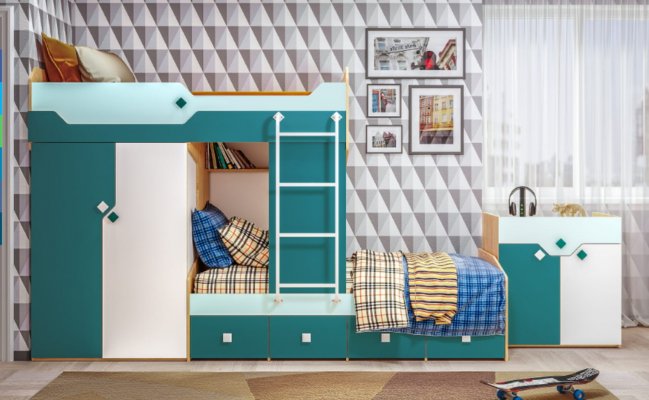 Детский шкаф с двухъярусной кроватью