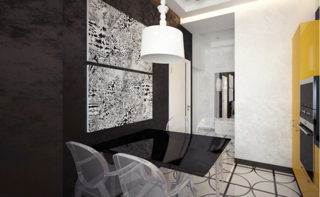 Желтая угловая кухня хай-тек с местом для мойки у окна