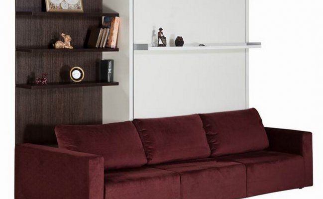 Шкаф-кровать с диваном и полками для книг