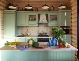 Продажа Прямая кухня в стиле кантри с большим островом в каталоге Купить Прямая кухня в стиле кантри с большим островом в каталоге