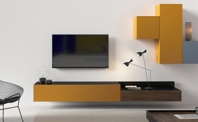 Модульные подвесные шкафы для гостиной