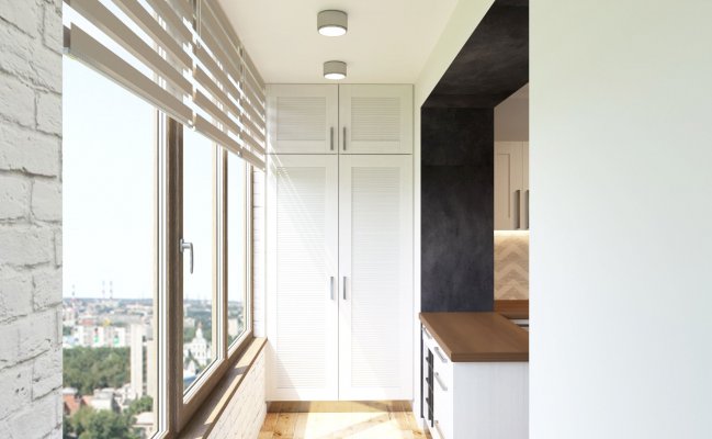 Встроенный распашной шкаф для лоджии