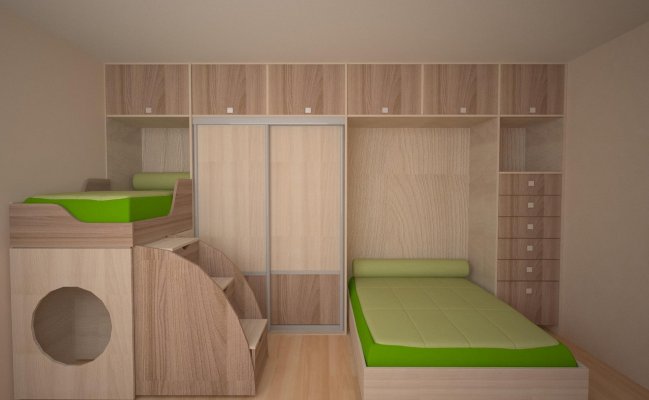 Шкаф-стенка встроенная с откидной кроватью