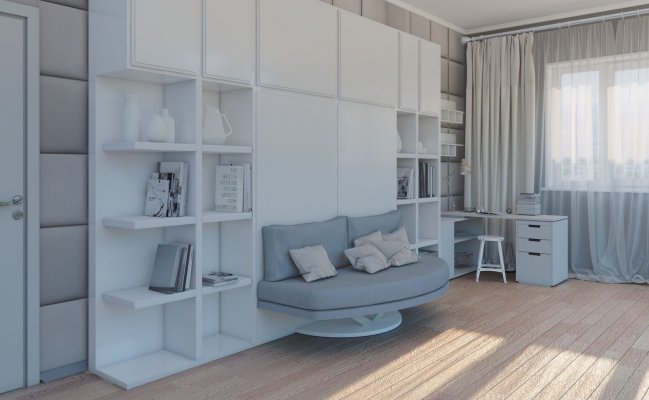 Шкаф-стенка с небольшим диваном