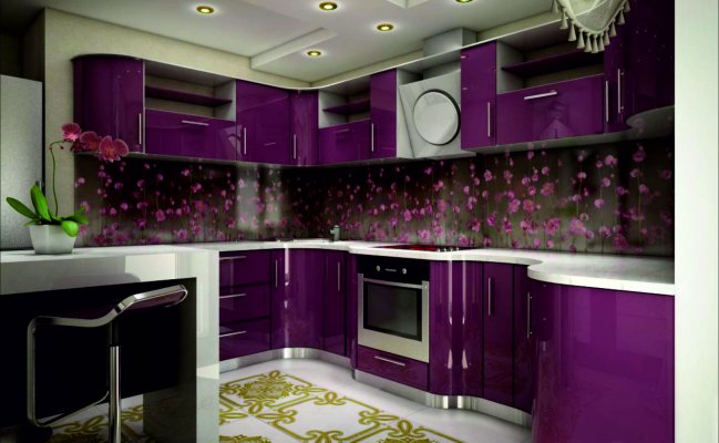 Кухня п-образная с радиусными фасадами