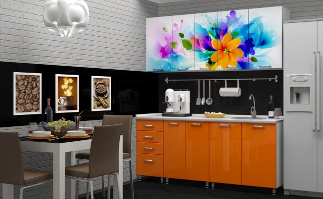 Маленькая кухня с фасадами с фотопечатью