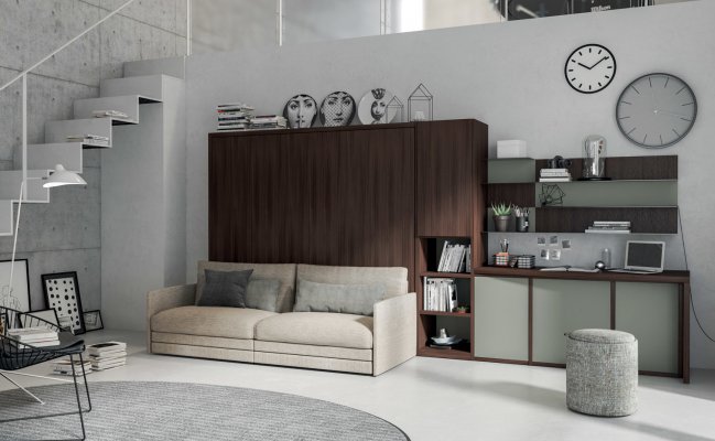 Шкаф-стенка с письменным столом и диваном