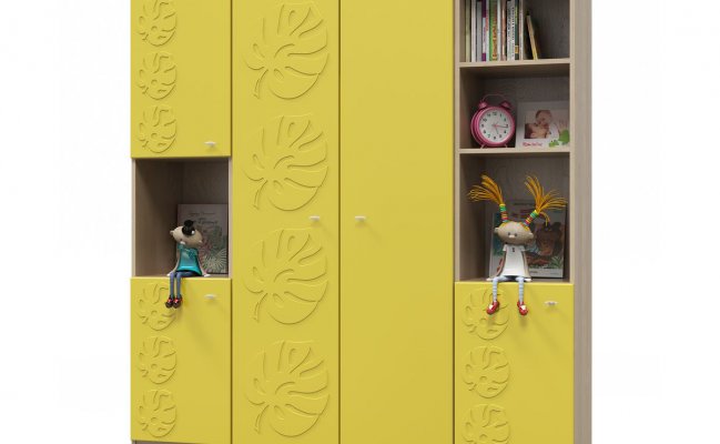 Распашной шкаф с полками для детской