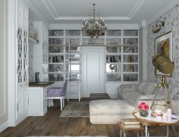 Купить Высокий книжный шкаф в стиле прованс в каталоге По типу помещения