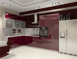 Продажа Угловая кухня с фасадами бордового цвета в каталоге Купить Угловая кухня с фасадами бордового цвета в каталоге